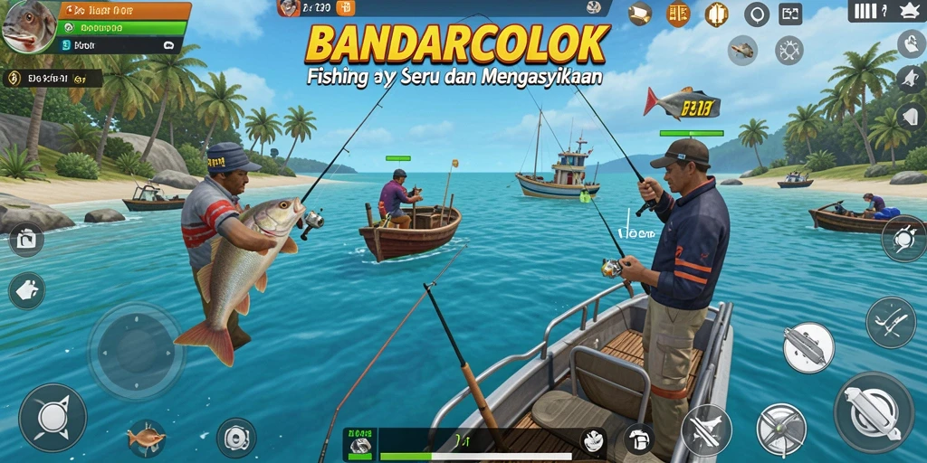 Tampilan gameplay BANDARCOLOK yang menampilkan aksi memancing yang seru.