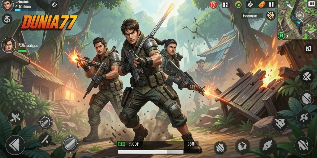 Tampilan aksi mendebarkan dalam gameplay DUNIA77.