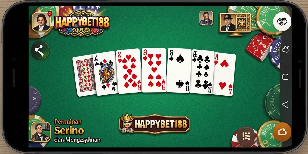 Screenshot dari gameplay <strong>HAPPYBET188</strong> menampilkan suasana seru permainan Domino.