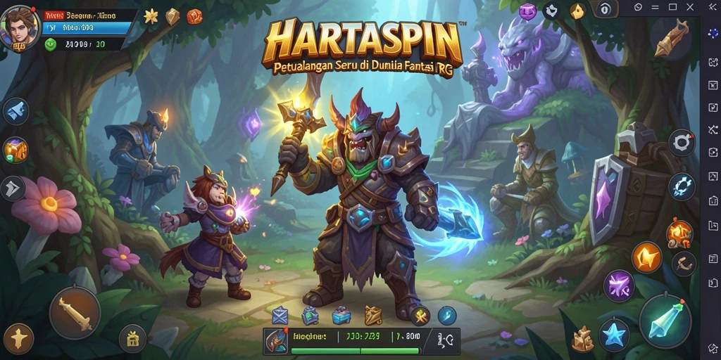 Screenshot HARTASPIN menampilkan aksi pertempuran seru dalam dunia RPG.