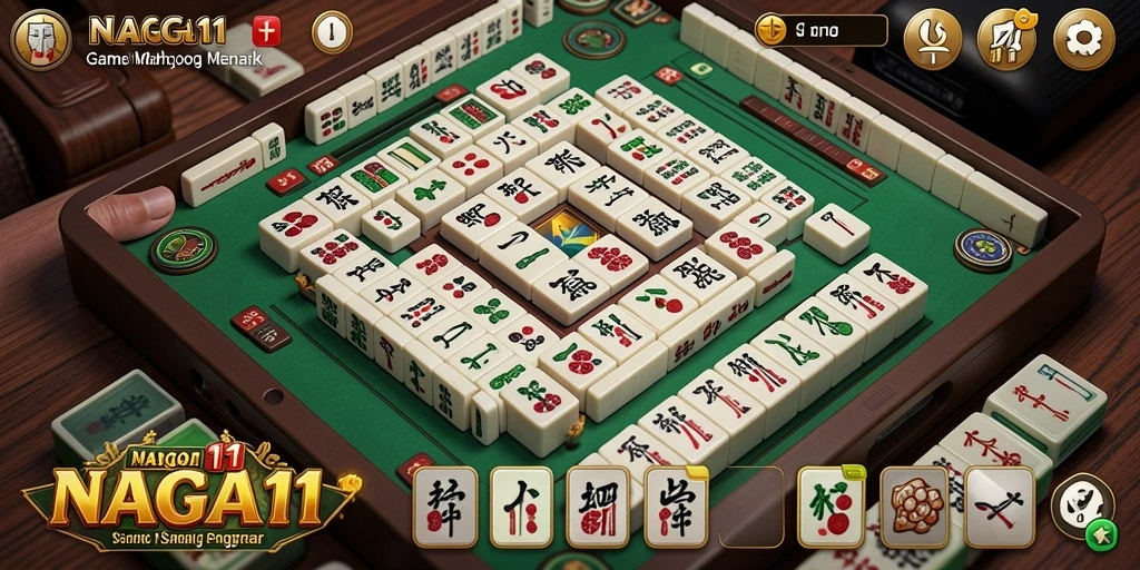 Gameplay seru NAGA11 Mahjong dengan desain ubin yang menawan.