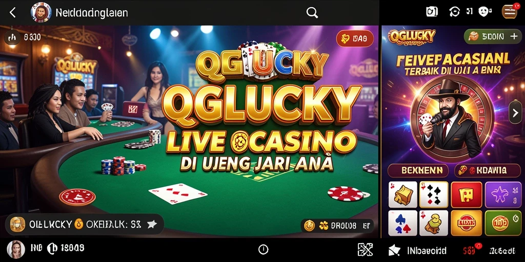 Tampilan screenshot utama QGLUCKY yang menunjukkan dealer langsung dalam aksi.