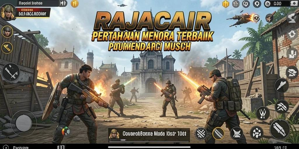 Screenshot gameplay RAJACAIR menunjukkan menara yang siap melawan gelombang musuh.