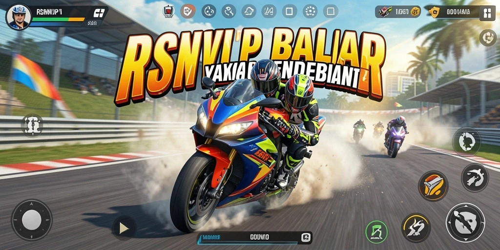 Tampilan gameplay RSNVIP yang mendebarkan dan penuh aksi balap motor.