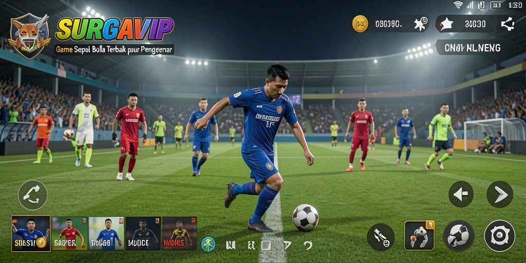 Tampilan gameplay menarik di SURGAVIP dengan aksi sepak bola nyata.