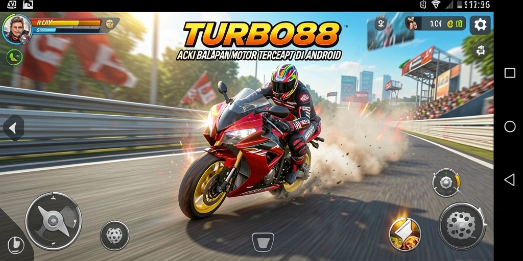 Tampilan balapan seru dalam TURBO88 dengan berbagai motor.
